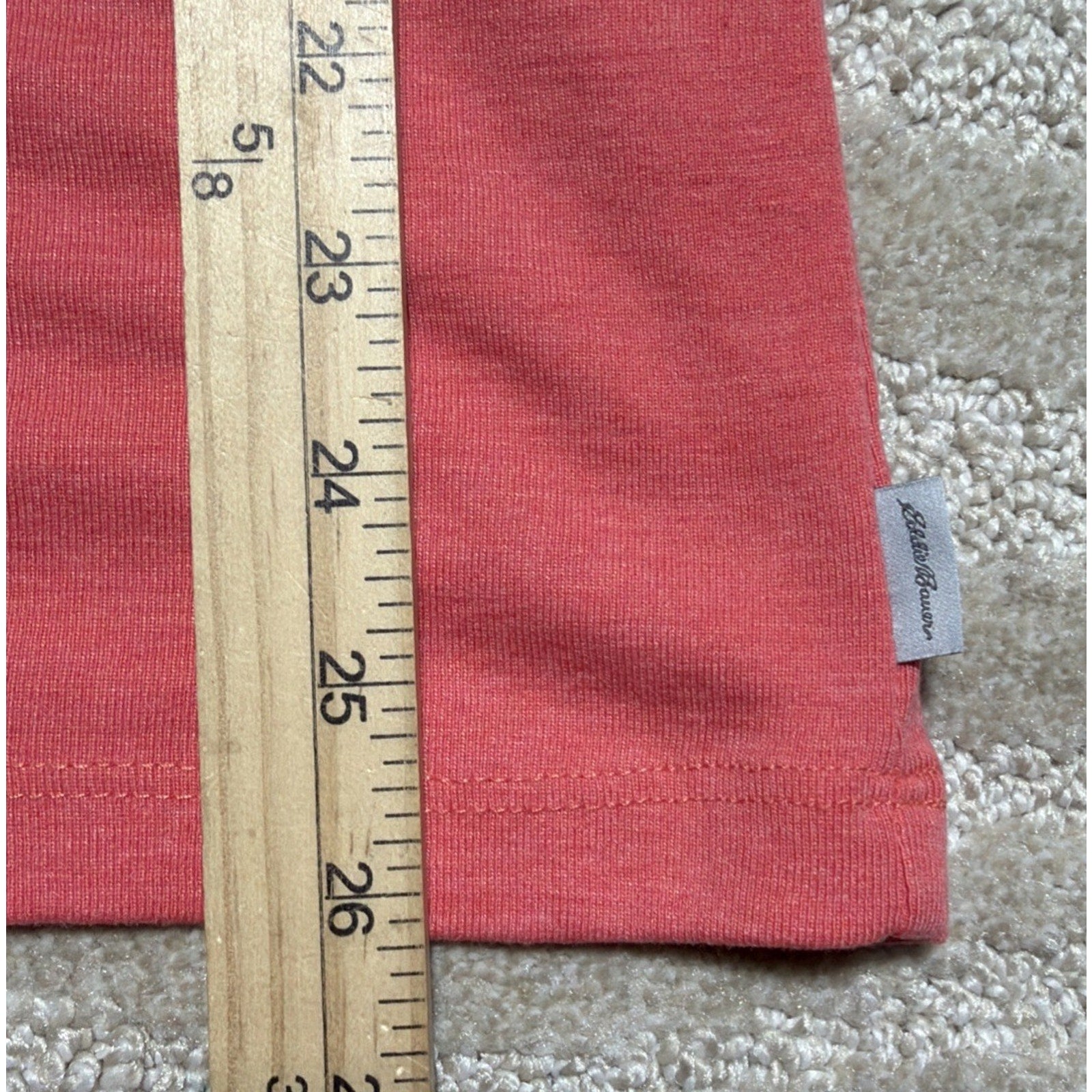 Eddie Bauer Top Womens Size M Coral Knit Cotton V-Neck Long Sleeve Pullover
