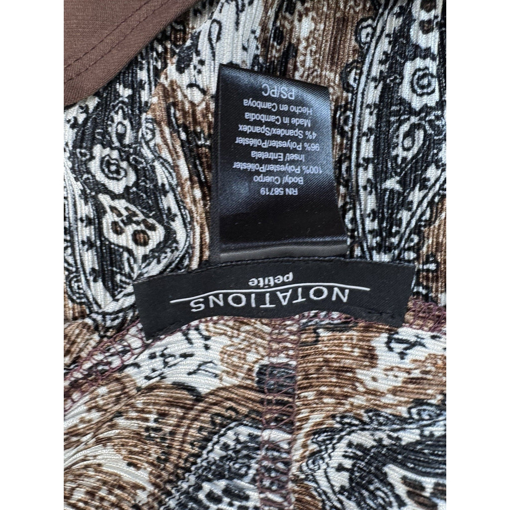 Notations Shirt Women’s Petite S Short Sleeve Layered Cardigan Tank Cream Brown