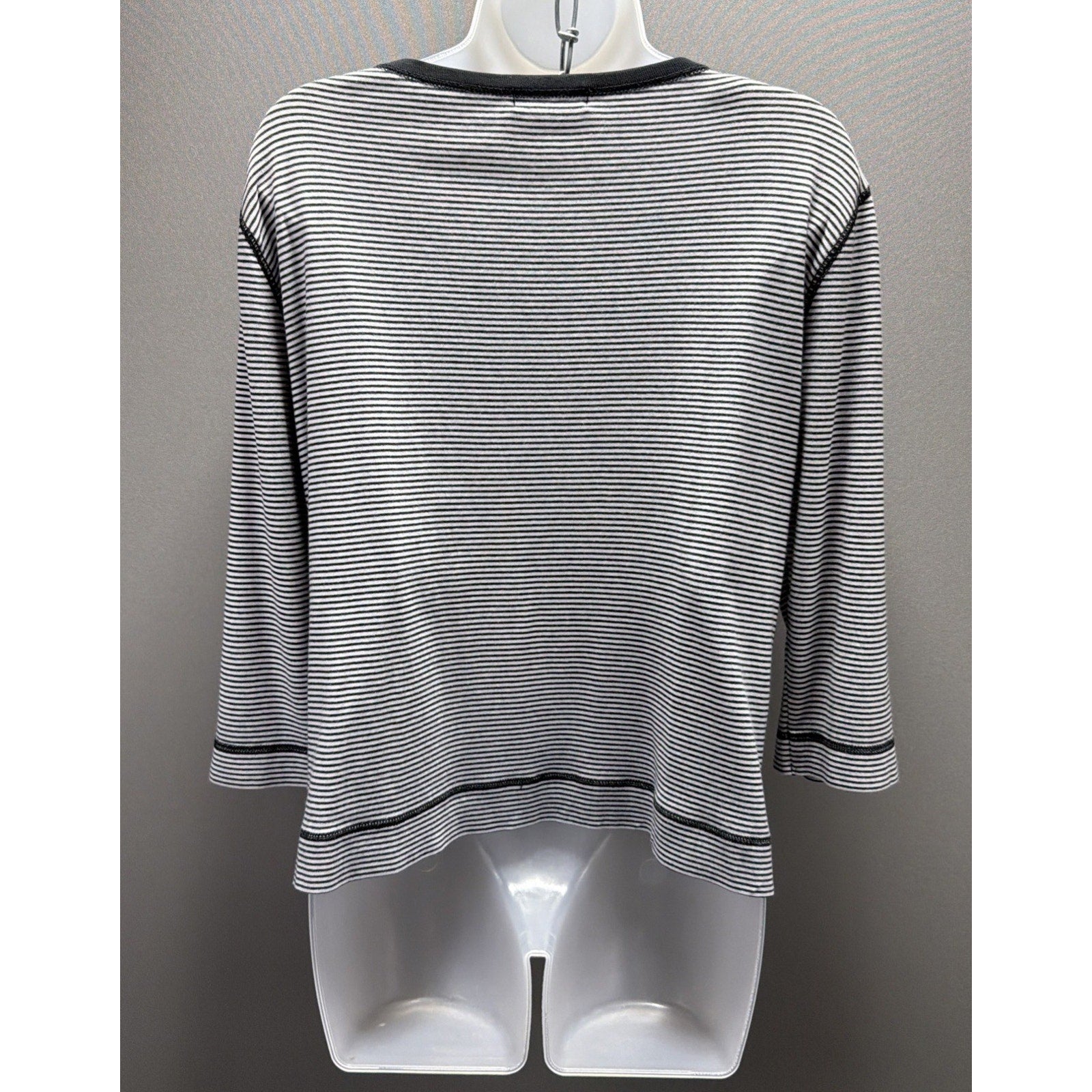 Lauren Jeans Co Ralph Lauren Womens L Measured Black White Stripe Nautical Top