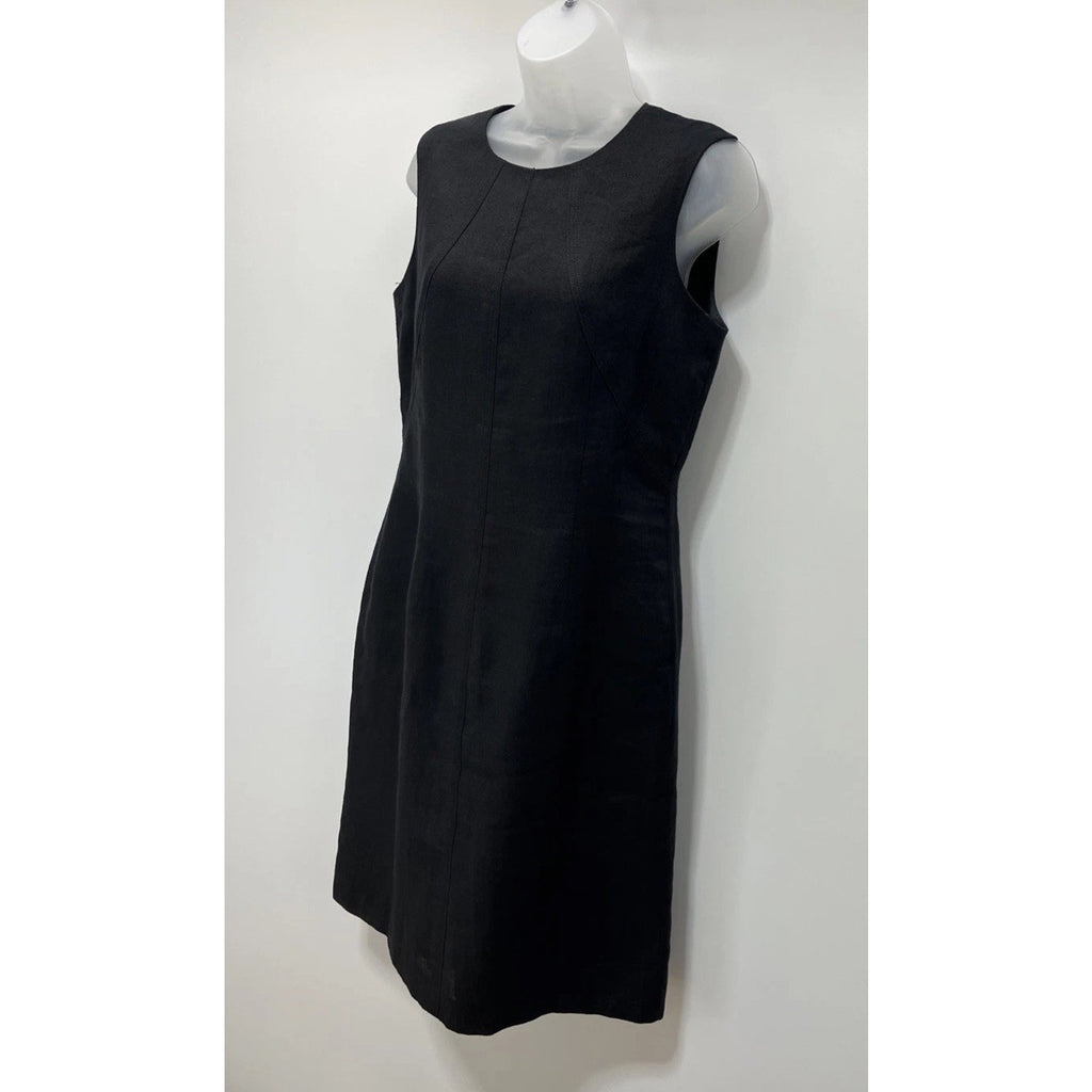 Talbots Irish Linen Black Formal Business Casual Lined Dress Sleeveless Size 8