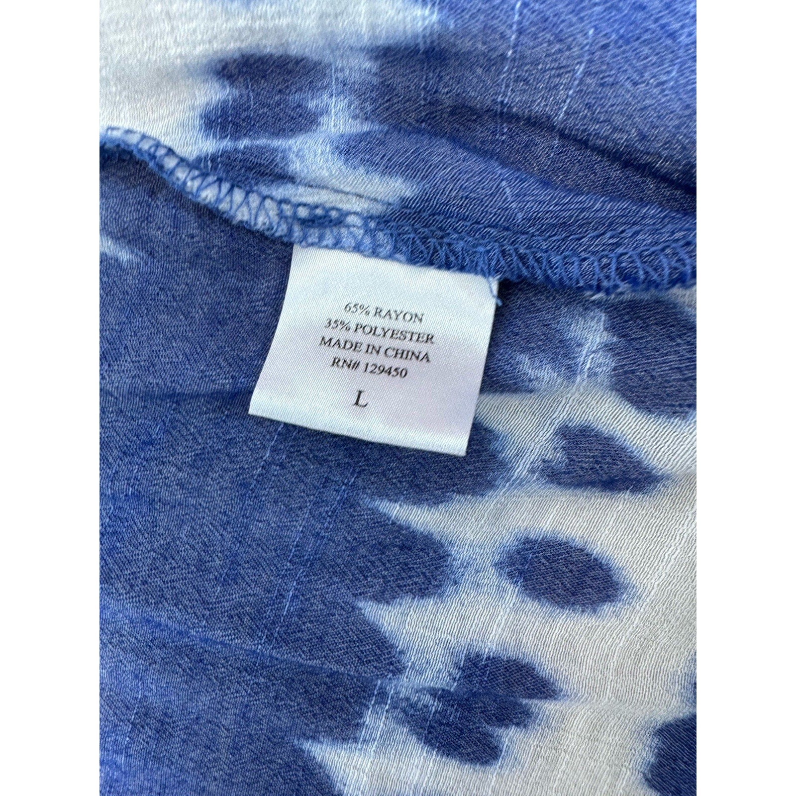 Brina & Em Women’s Sleeveless Blue & White Tie Dyed Cardigan Cover Up Size Large