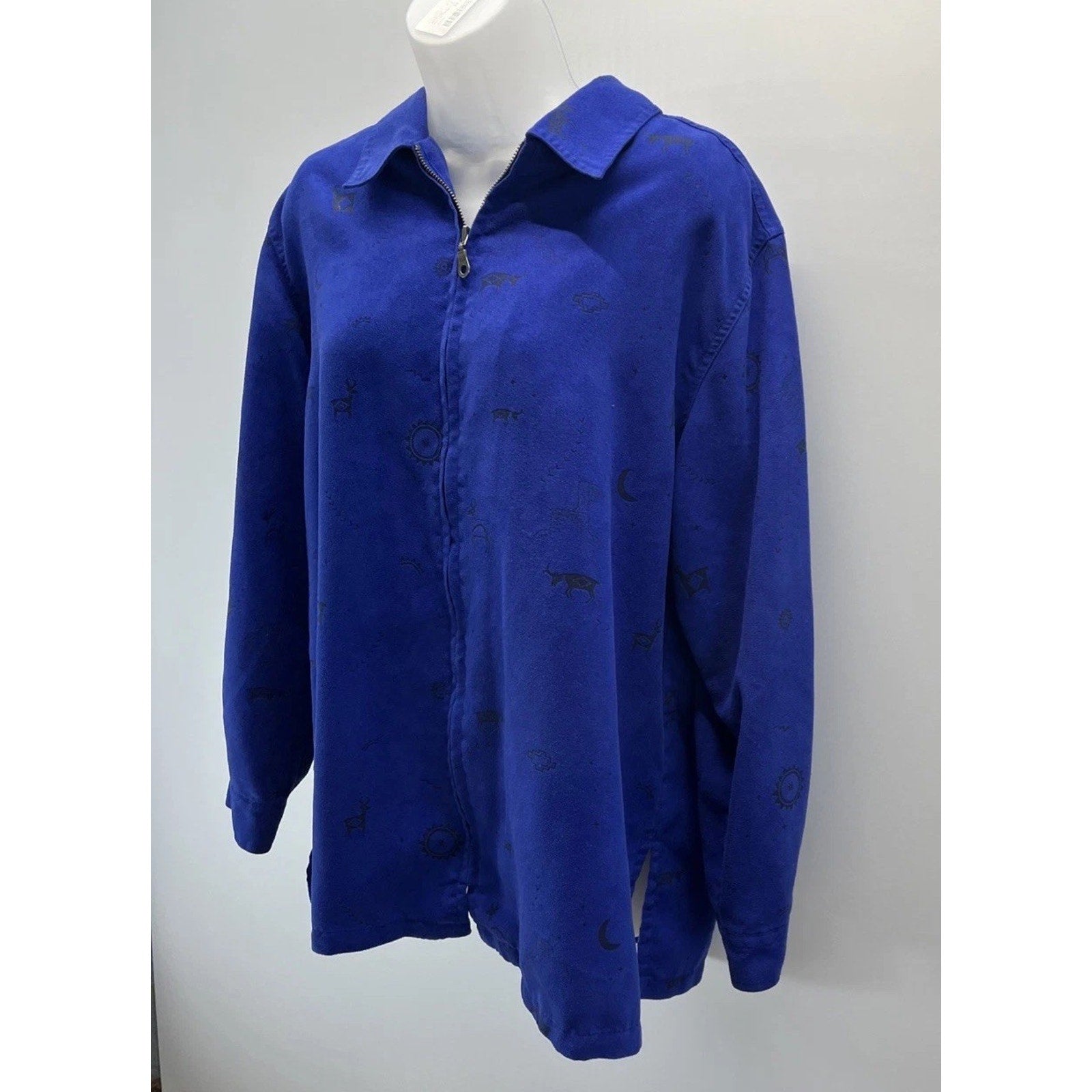 Chico’s Full Zip Aztec Print Jacket Size 2 Large Poly