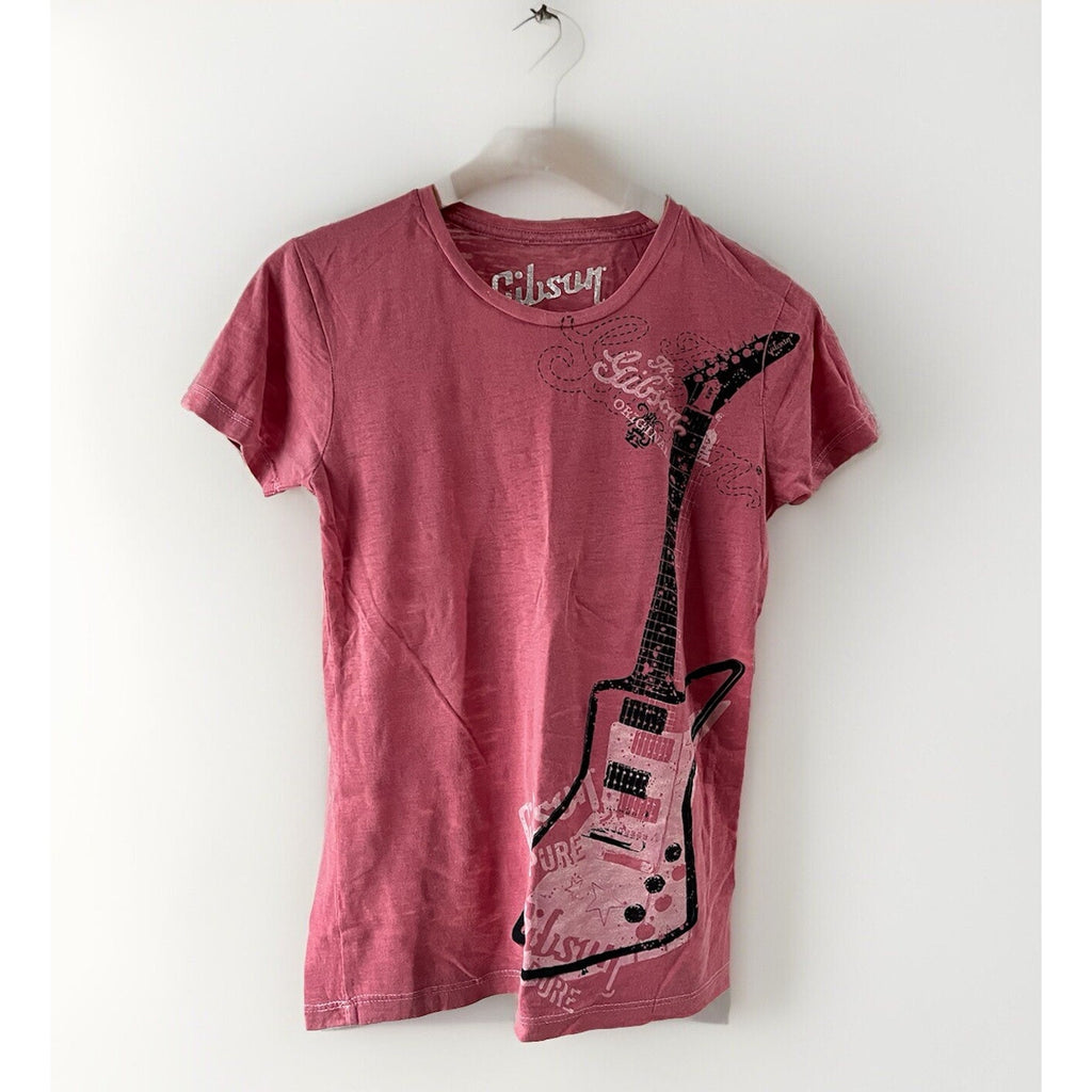 Gibson Pure Guitar Pink T-Shirt Junior Size Medium NWOT