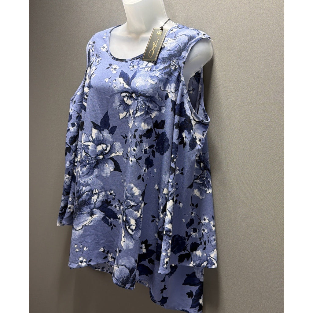 DG2 by Diane Gillman Blouse Shirt Top Women Size XL Floral Cold Shoulder New