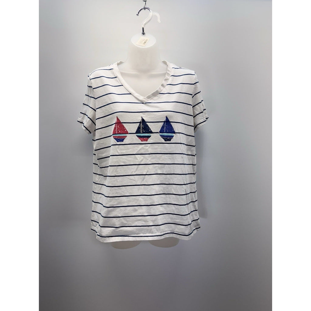 Sun Bay Sailboat Red White & Blue T-shirt Size Small Short Sleeves