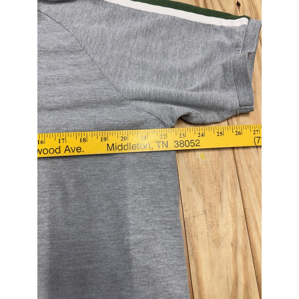 Abercrombie & Fitch Polo Mens XL Muscle Fit Logo Moose Gray With Green White