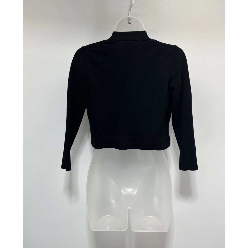 Calvin Klein Black Open Front Long Sleeve Crop Cardigan Sweater Womens Size