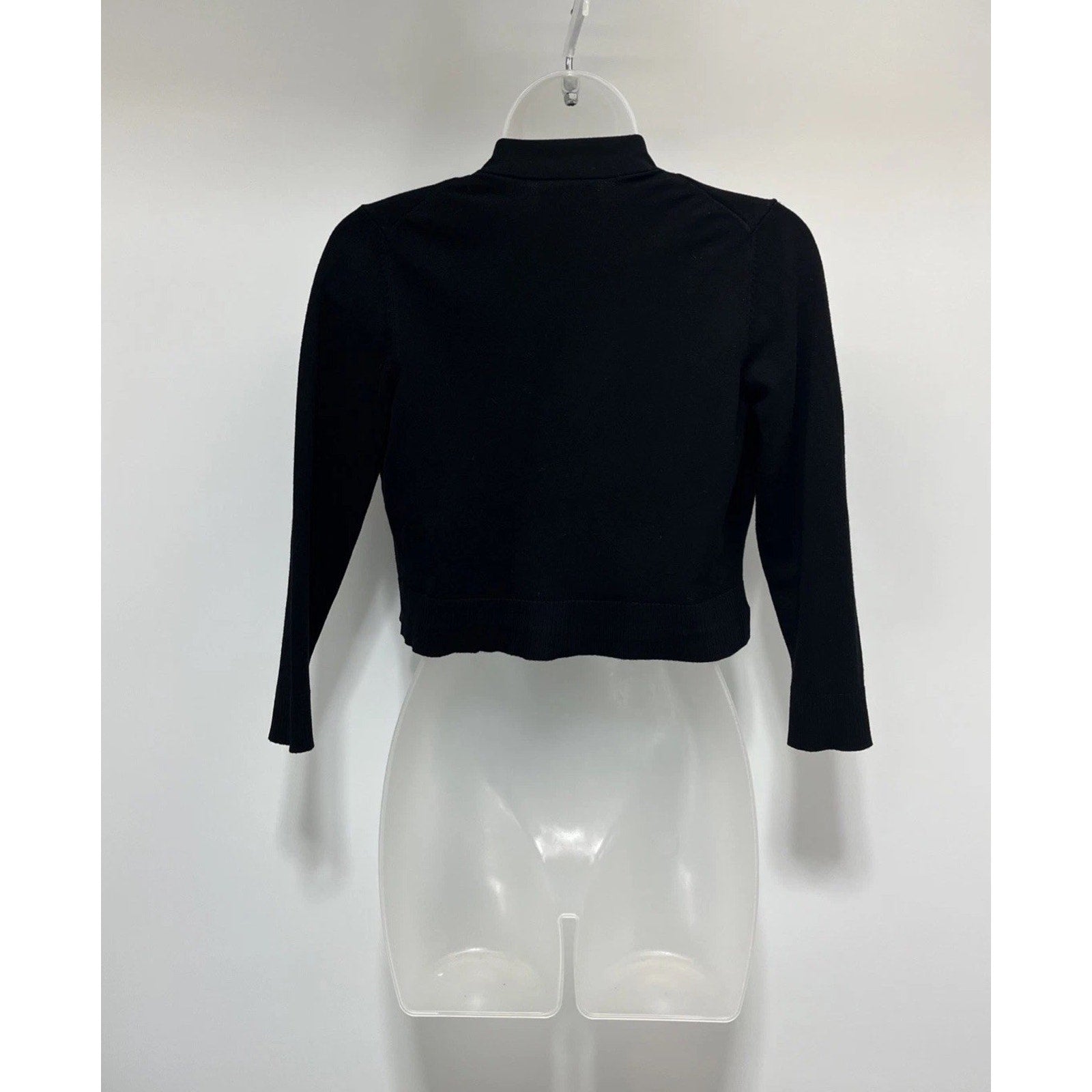 Calvin Klein Black Open Front Long Sleeve Crop Cardigan Sweater Womens Size