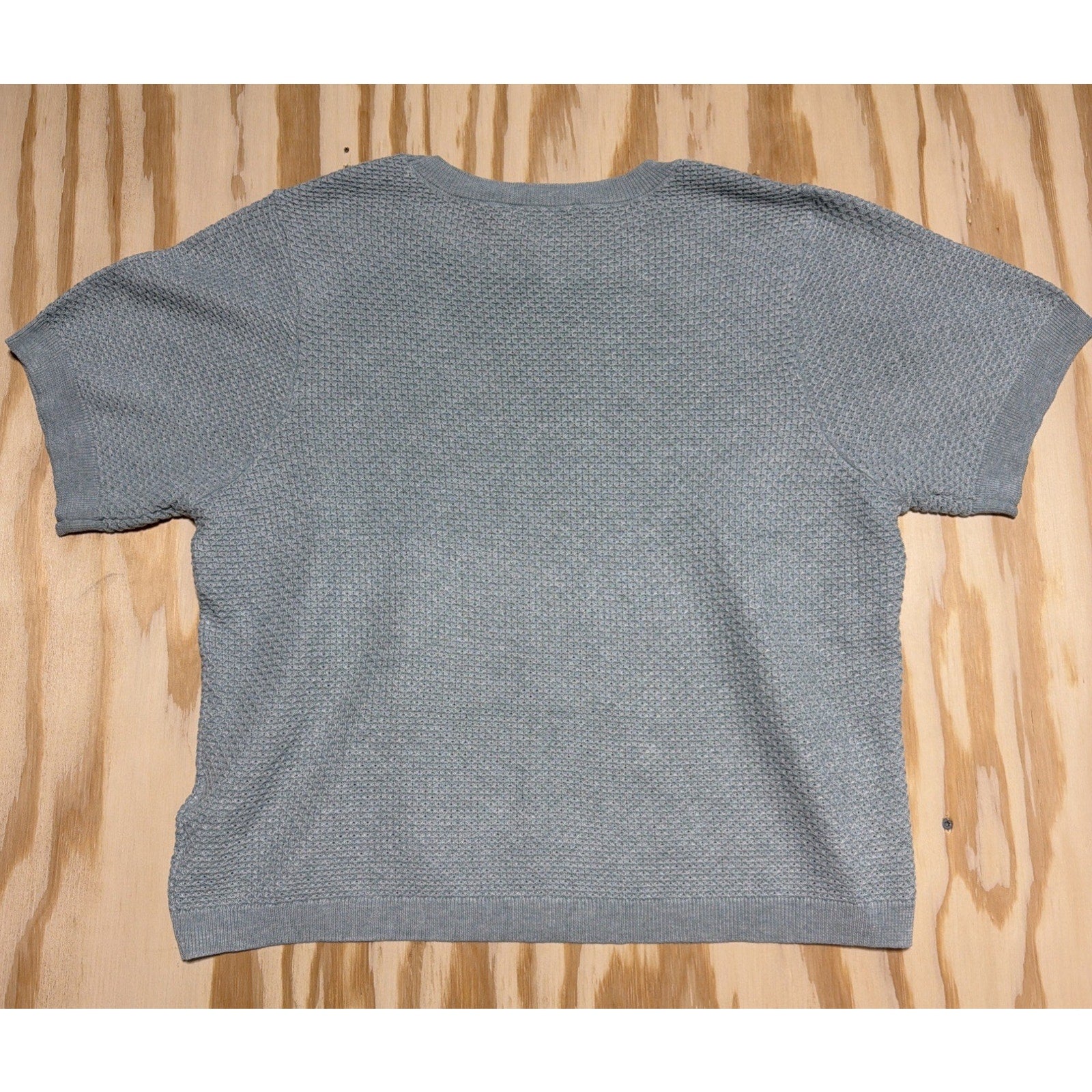 Nine West Women's Spring Sweater Short Sleeve, Teal Green, Waffle Weave XXL New