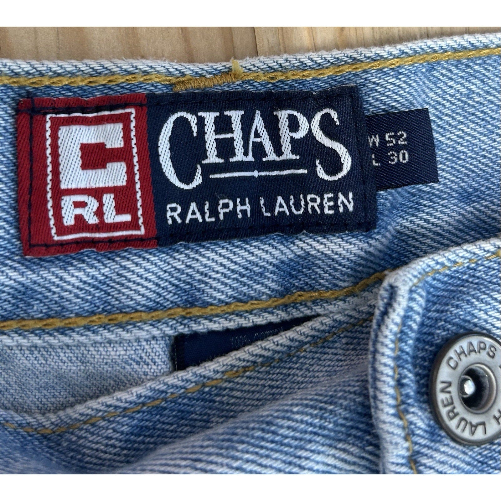 Chaps Ralph Lauren Jeans Mens 52x30 Blue Stone 99 Straight Leg 90s. 100% Cotton