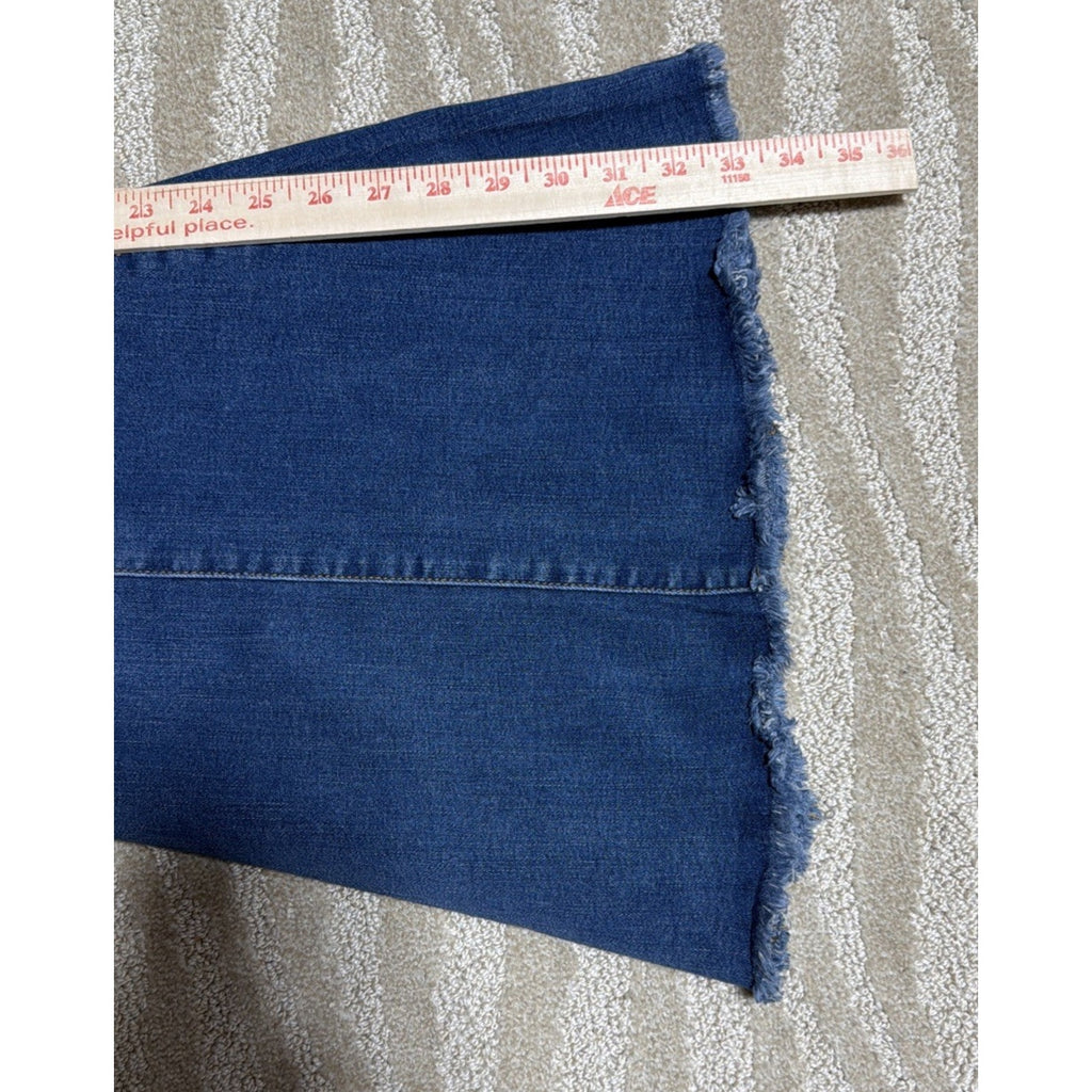 Judy Blue Jeans Womens 9/29 Blue Denim Super Flare Stretch Distressed Raw Hem