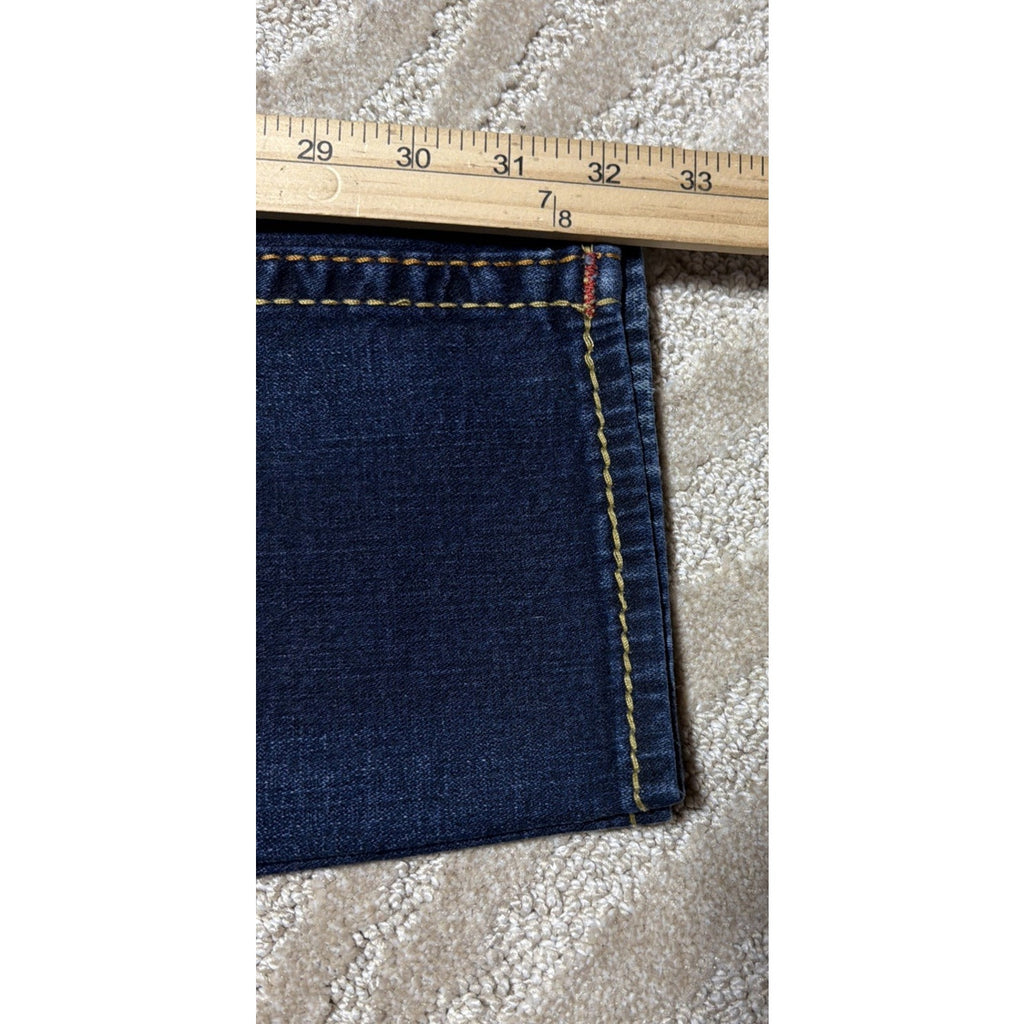 True Religion World Tour 32x32 Ultra Indigo Slim Flap Big T Mens Jeans Excellent