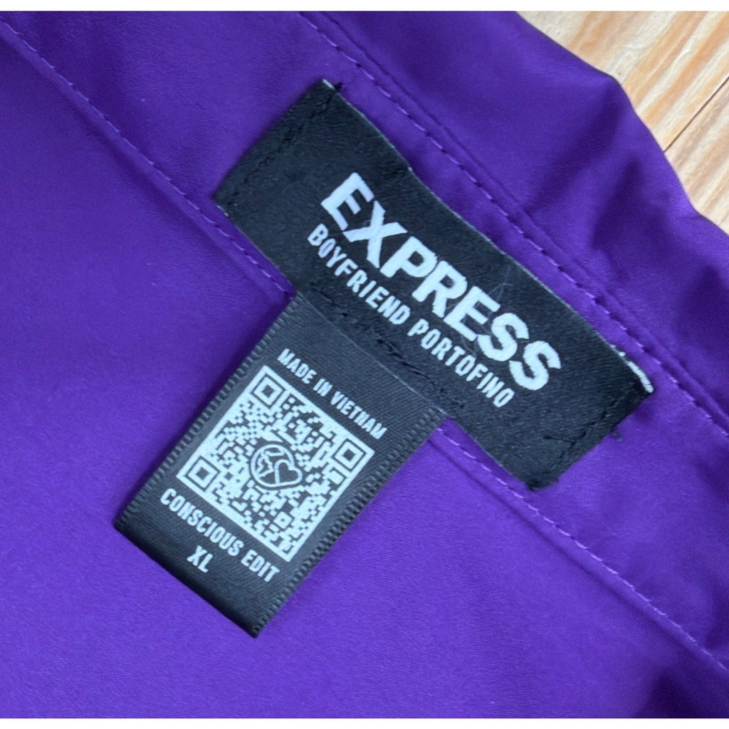 Express The Portofino Boyfriend Shirt Size Extra Large Relaxed Fit Purple