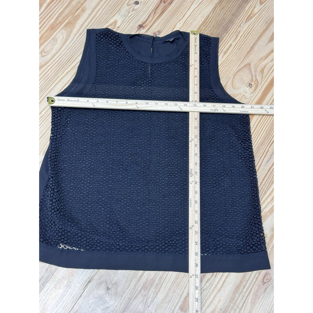 Banana Republic Women's Black Eyelet Sheer Blouse Sleeveless Size Large