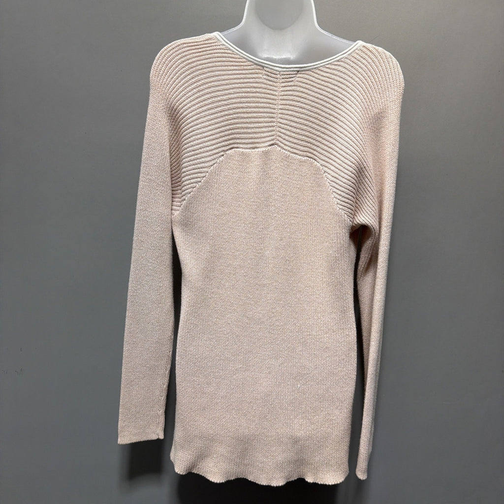 Karl Lagerfeld Paris Sweater Peach V-Neck Womens Size Large Minimalist