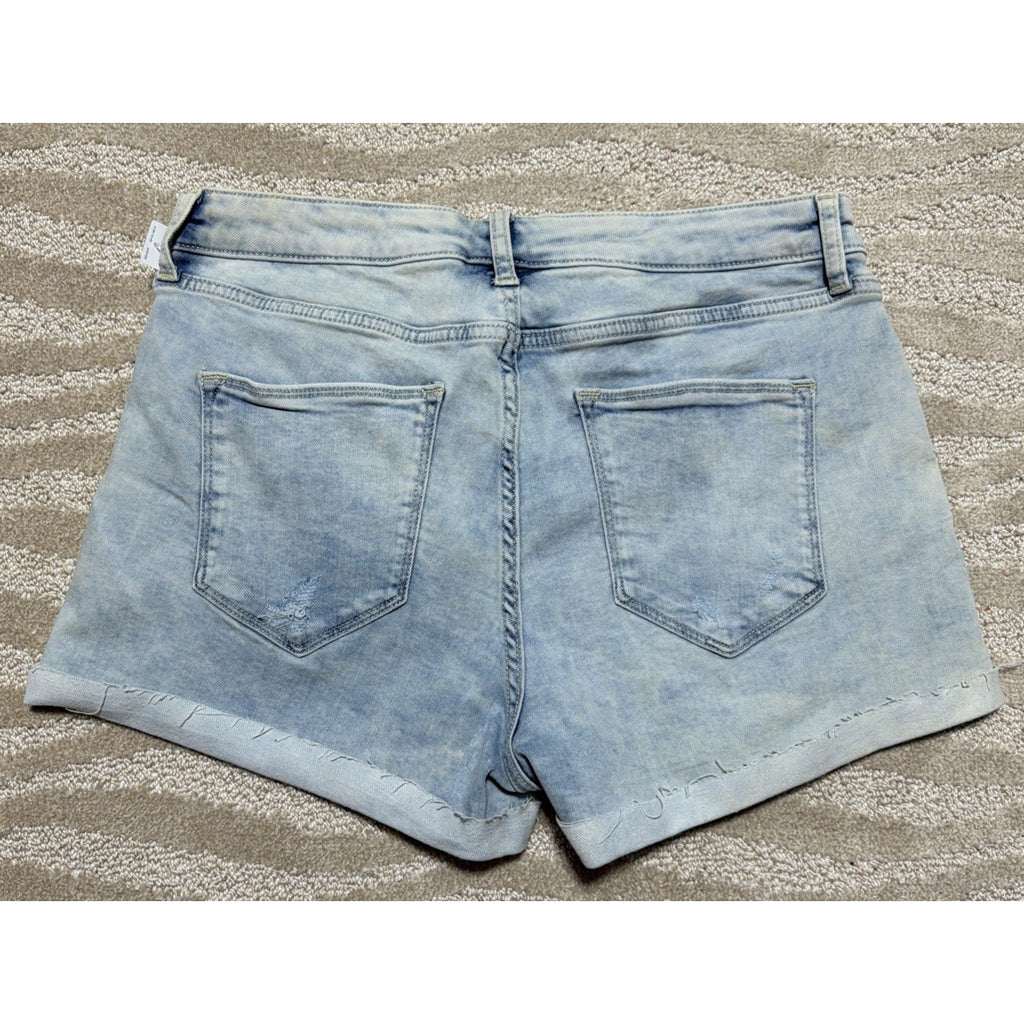 New Arizona Jeans Co Women's 13 Acid Wash Mid-Rise Shortie Cuffed Jean Shorts