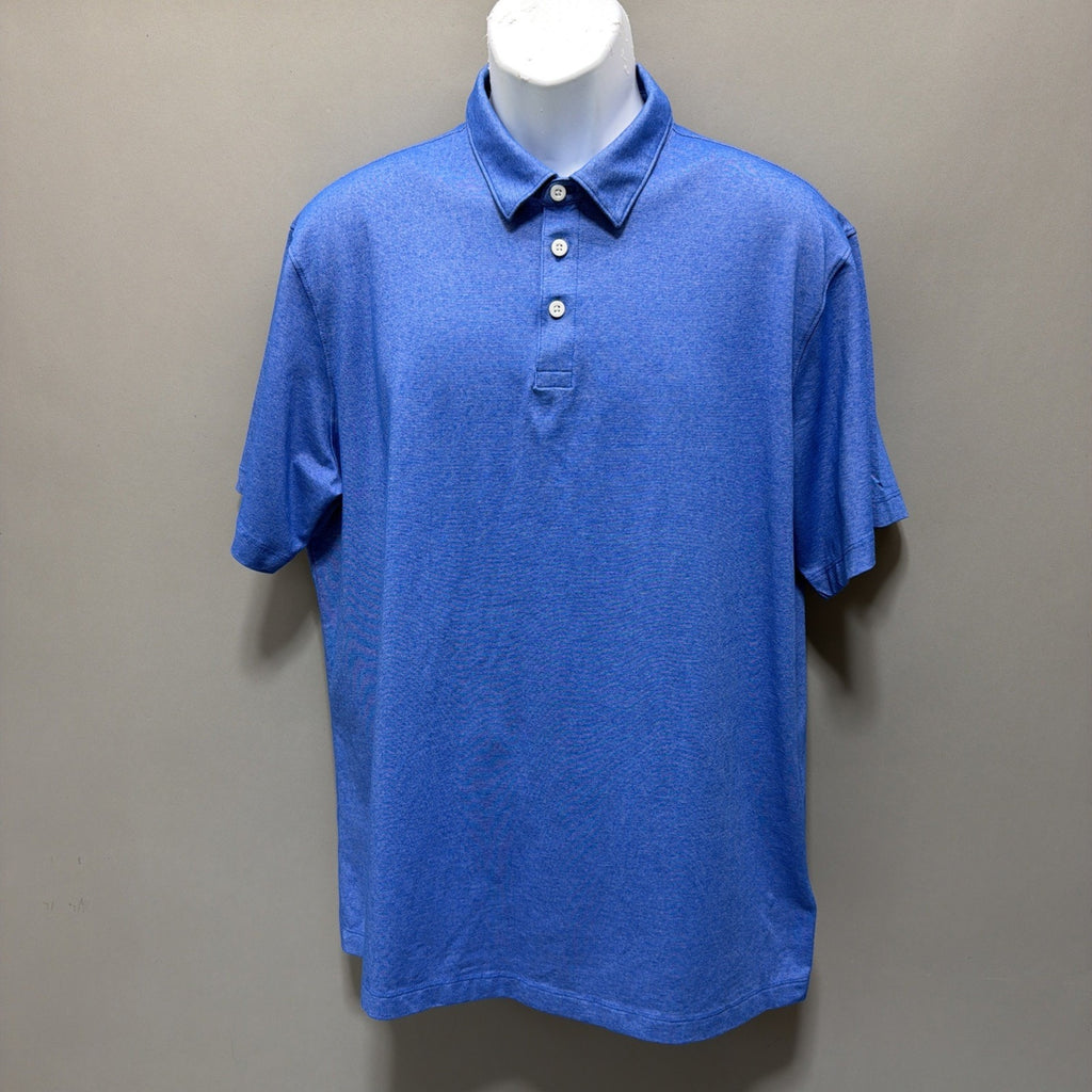 Hawker Rye Men's Heathered Blue Performance Polo Short Sleeve Mens Size XL