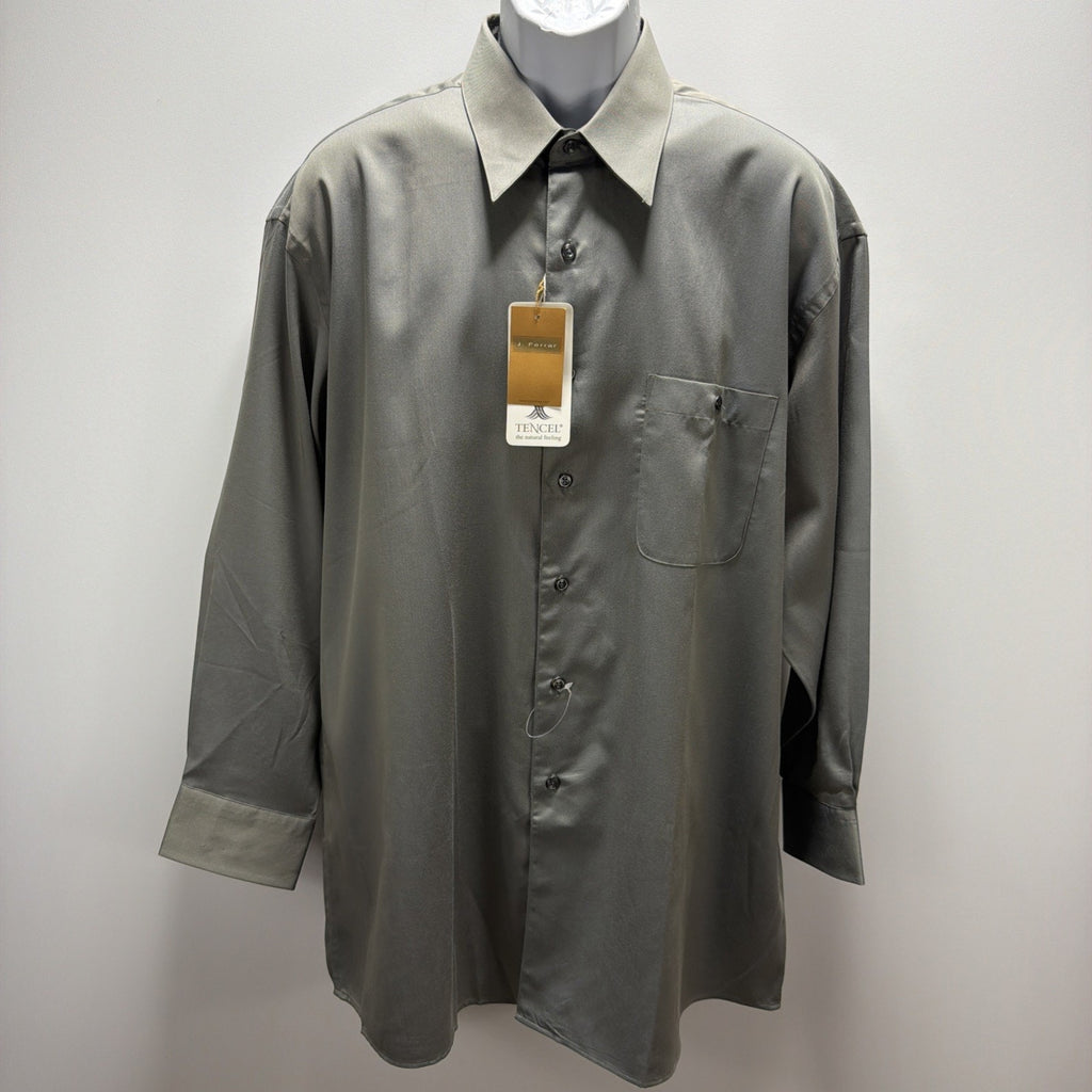 J. Ferrar Dress Shirt Mens Sz XL 17-17.5 Tencel Green Long Sleeve Button Up NWT