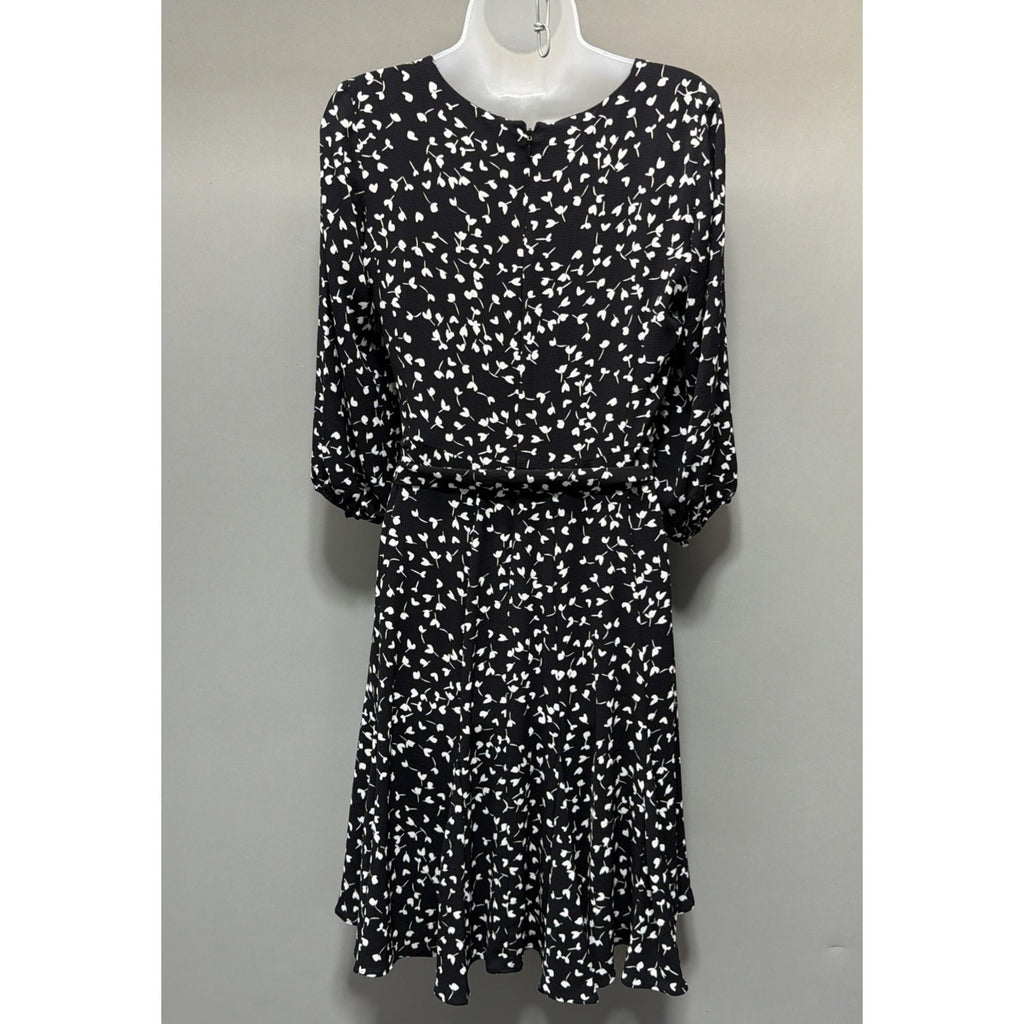 Talbot NWT Dress 4 Petite 3/4 Puff Sleeve Lined Floral Fit Flare Flouncy Career
