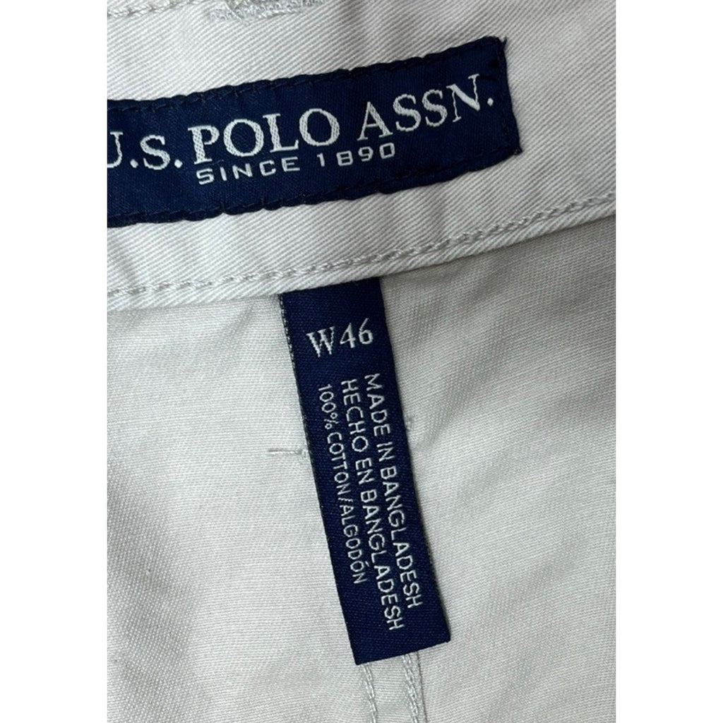 Men's U.S. Polo Assn 6-Pocket Cargo Shorts Khaki Tan 11" Inseam No Stretch Sz 46