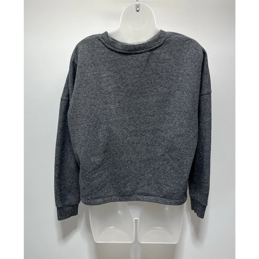 Calvin Klein Cropped Sweatshirt Womens M Gray Fleece Lined Oversized Pullover