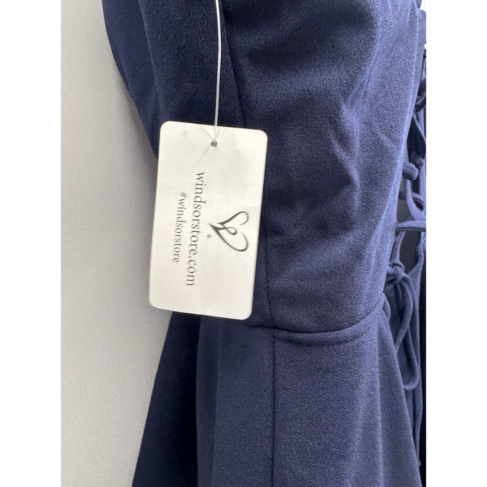 Windsor Isabella Lace-Up Back Skater Dress Navy Blue Junior’s Size 11 NWT