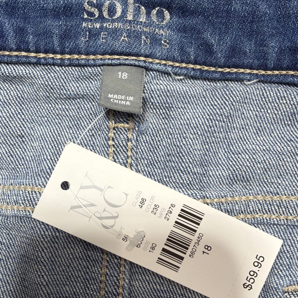 New York & Company SoHo Distressed Women's Jean Skirt Plus Size 18 Stretch