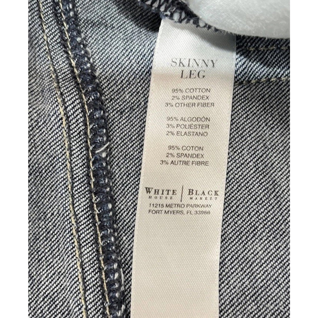 White House Black Market Skinny Mid Rise Womens Blue Jeans Distressed Size 8