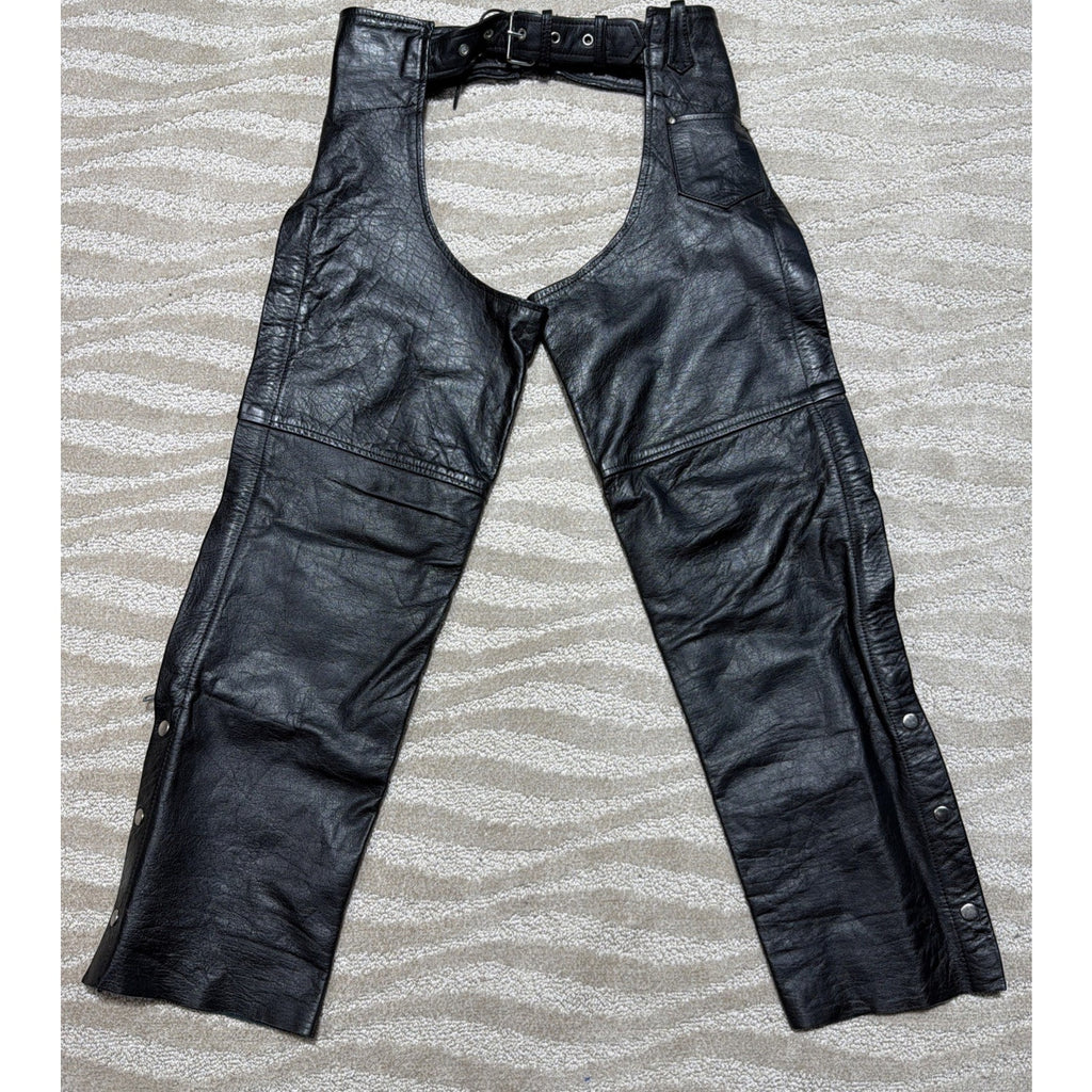 Hot Leathers Unisex S Chaps Adjustable Waist Cowboy Motorcycle Biker Black