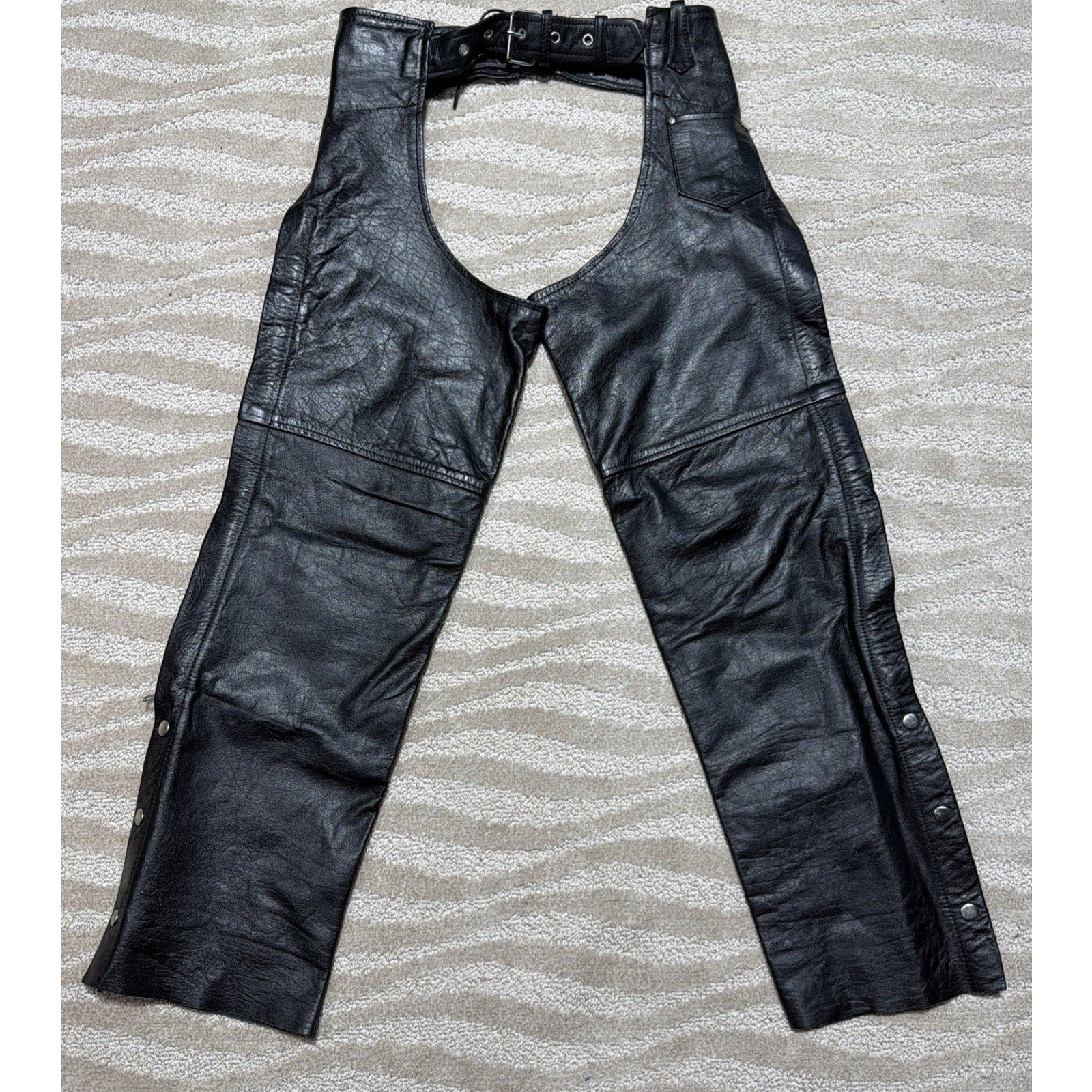 Hot Leathers Unisex S Chaps Adjustable Waist Cowboy Motorcycle Biker Black