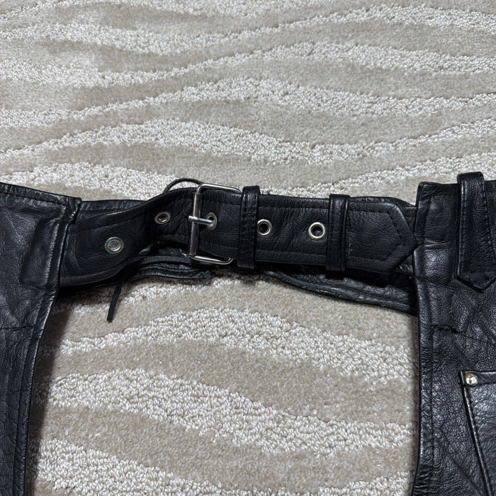 Hot Leathers Unisex S Chaps Adjustable Waist Cowboy Motorcycle Biker Black