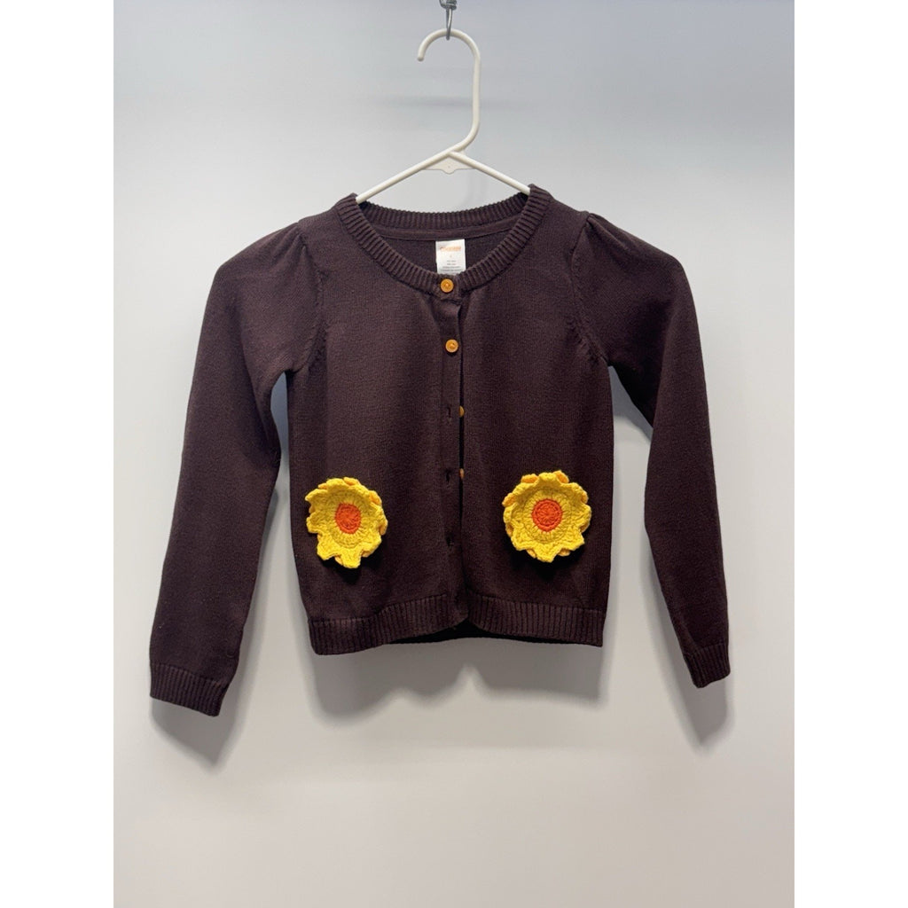 Gymboree Brown Sunflower Sweater Orange Buttons Girls Size 6