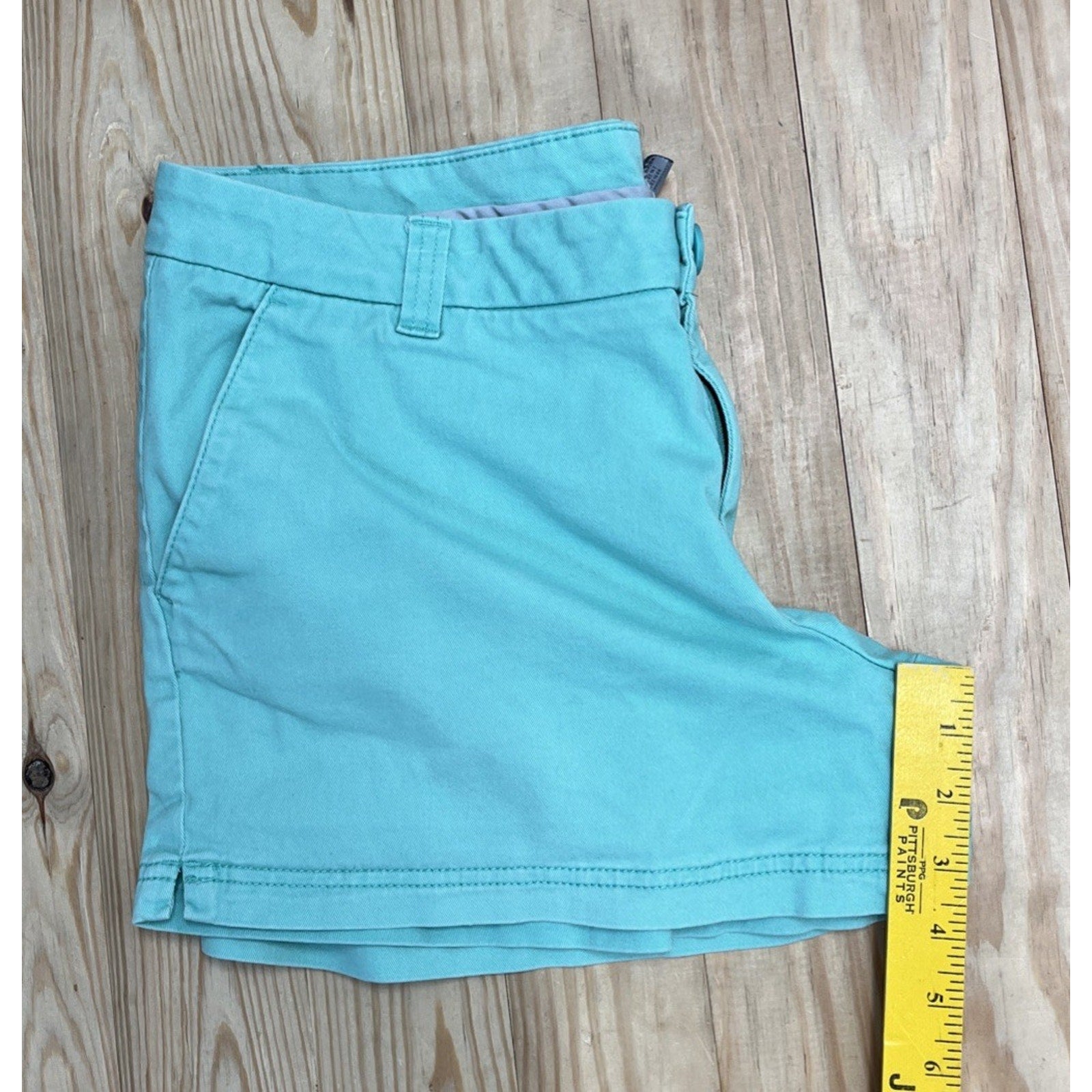 BCG Shorts Women 10 Blue Mid Rise Chino Cotton Pockets Flat Front Casual Solid