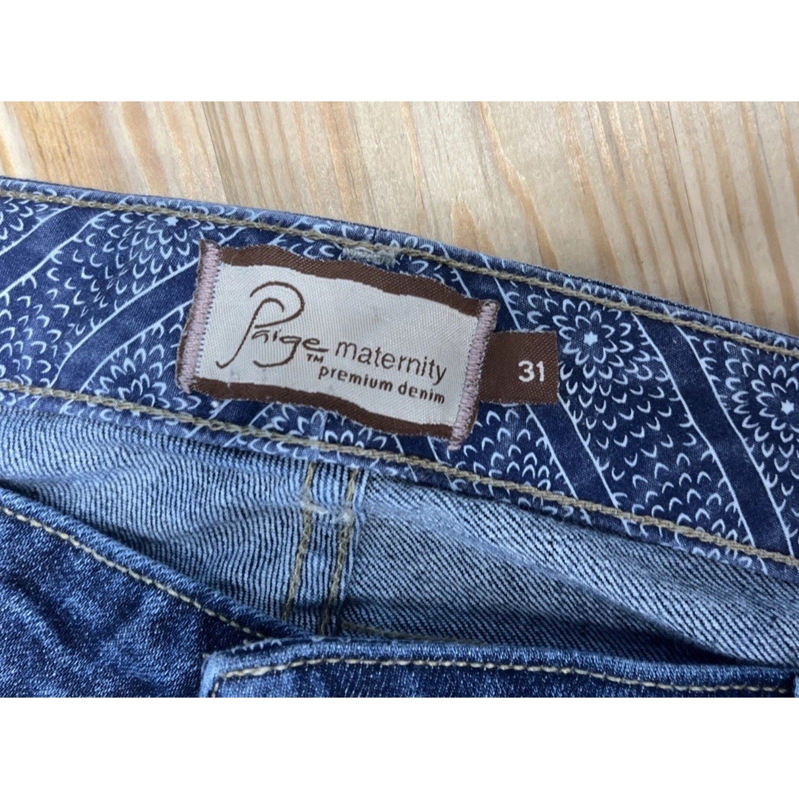 Paige Maternity Women's Jeans Sz 31 Jimmy Jimmy Boot Cut Distressed Stretch