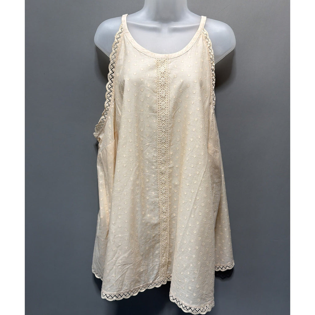 Torrid Goddess Neck Tank - Cotton Clip Dot Sand Taupe Plus Size 4X NWT
