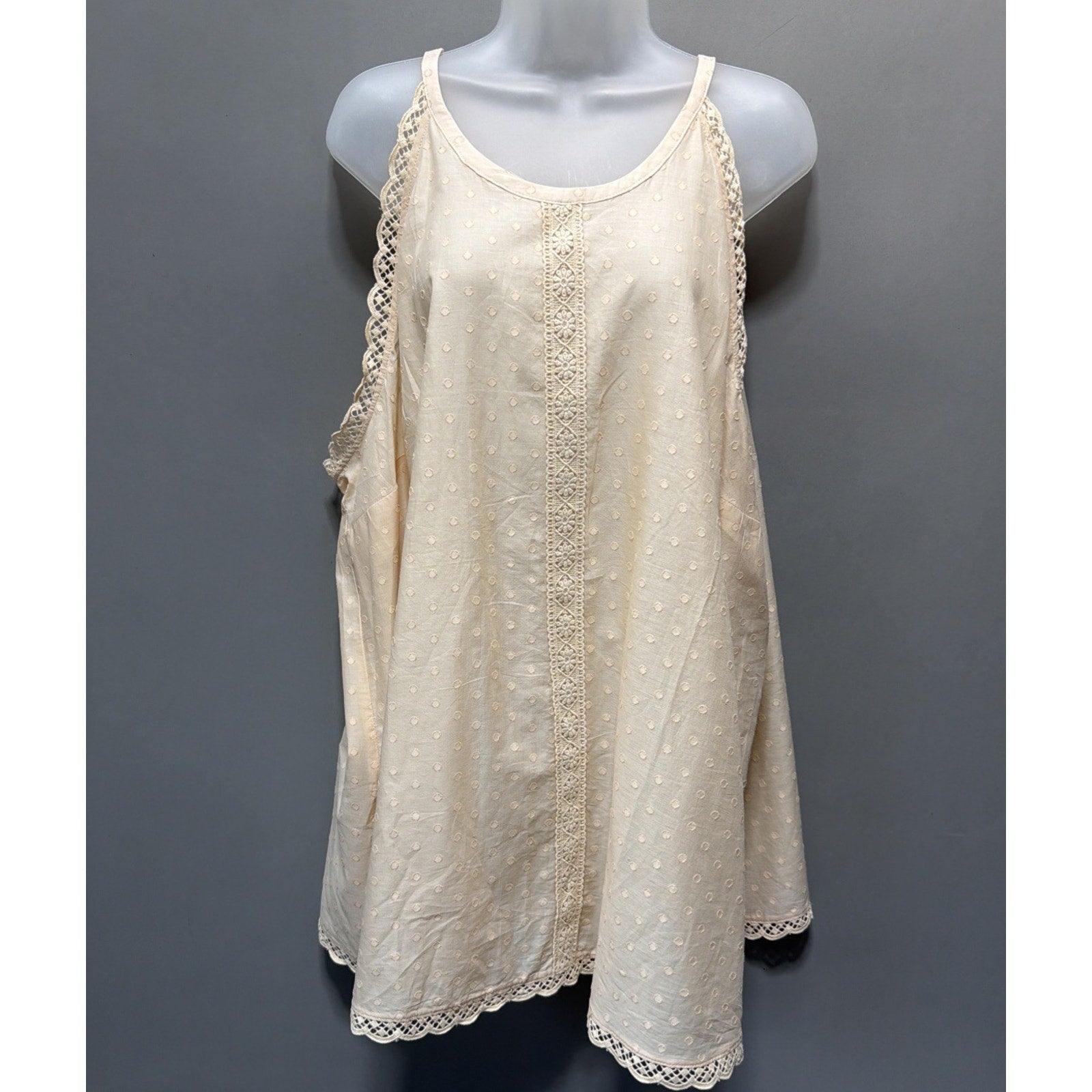 Torrid Goddess Neck Tank - Cotton Clip Dot Sand Taupe Plus Size 4X NWT
