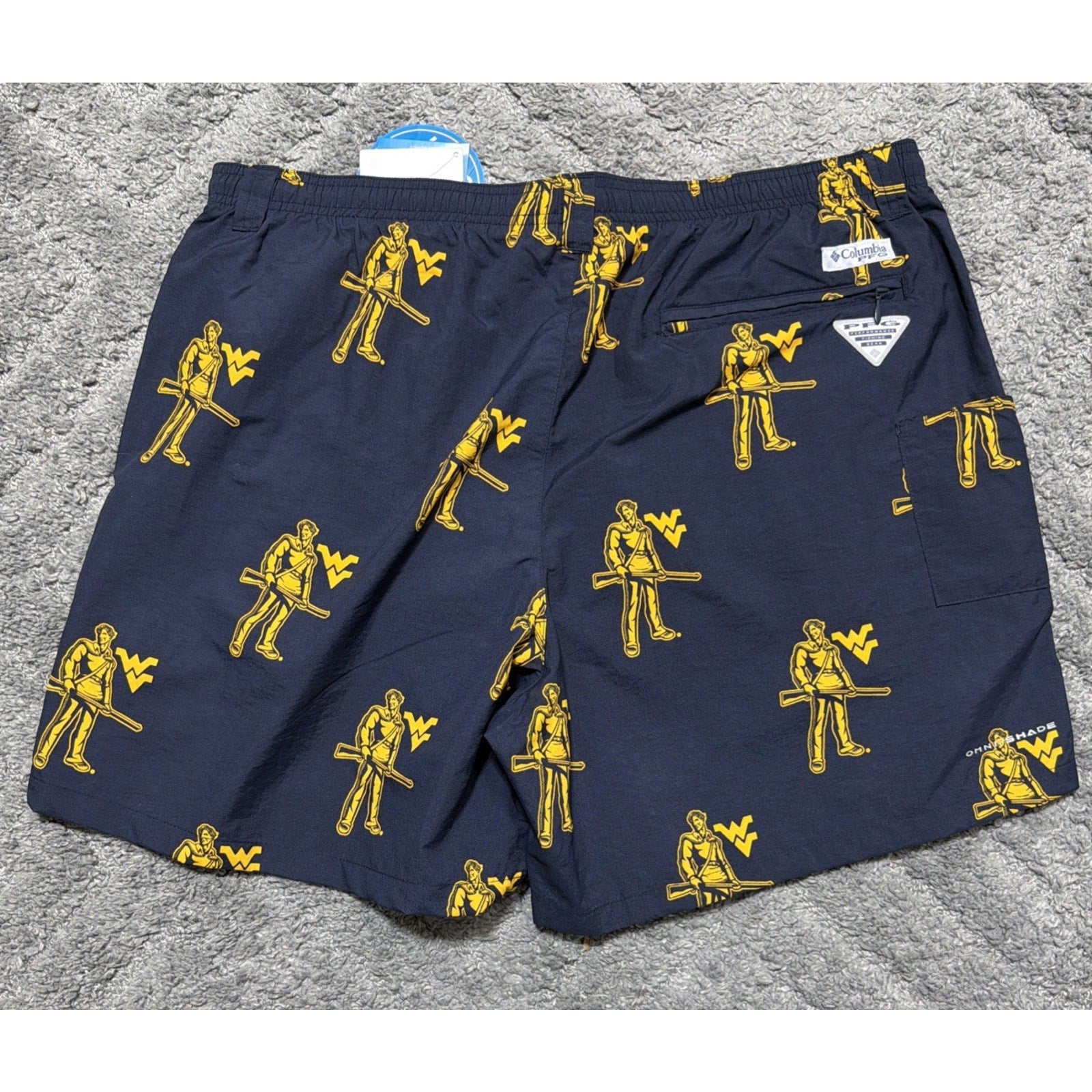 WVU West Virginia Moutaineers Columbia PFG Backcast II Mens Small NCAA Blue New