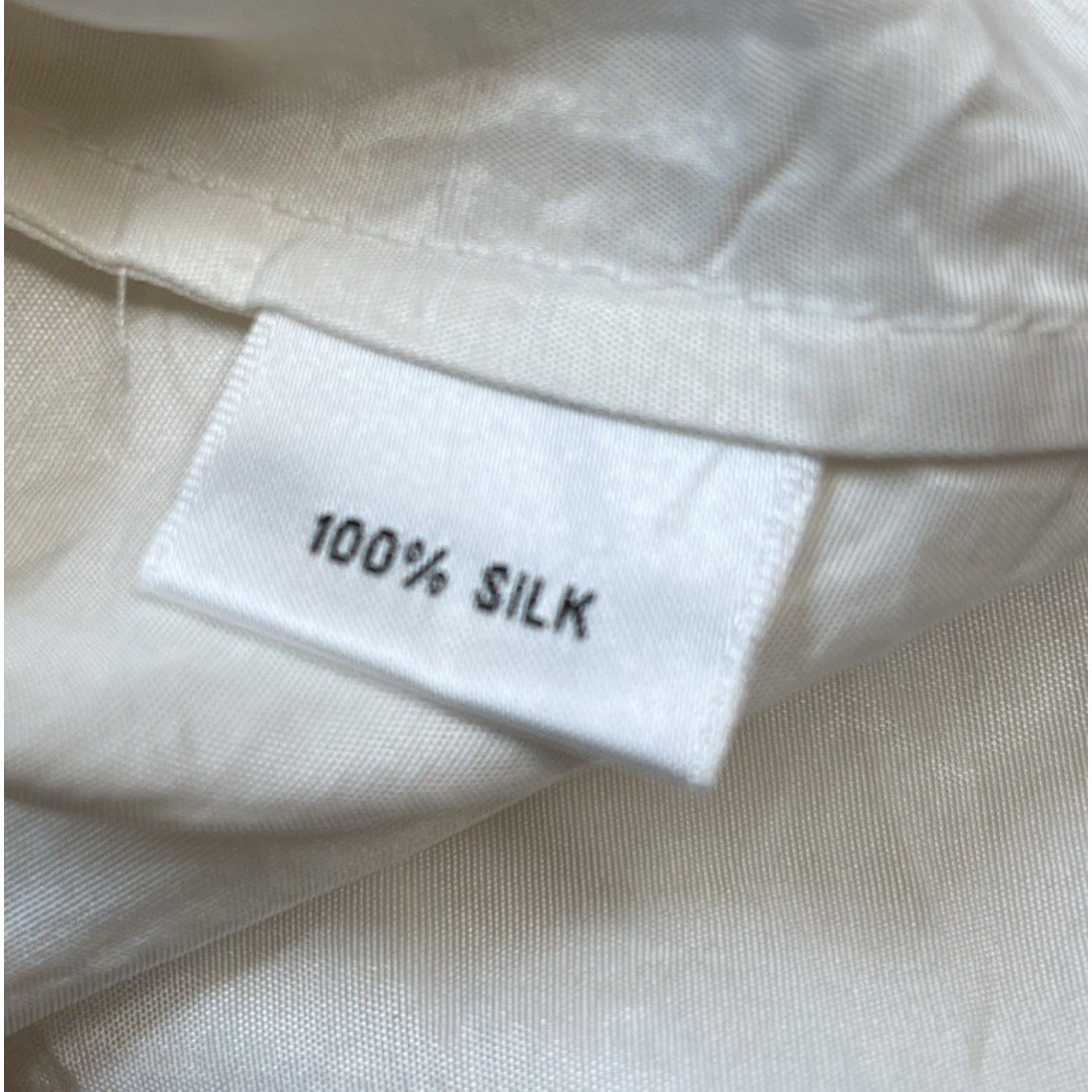 Talbots Cream White Silk Pure Split Neck Sleeveless Ruffle High Neck Med 10 P