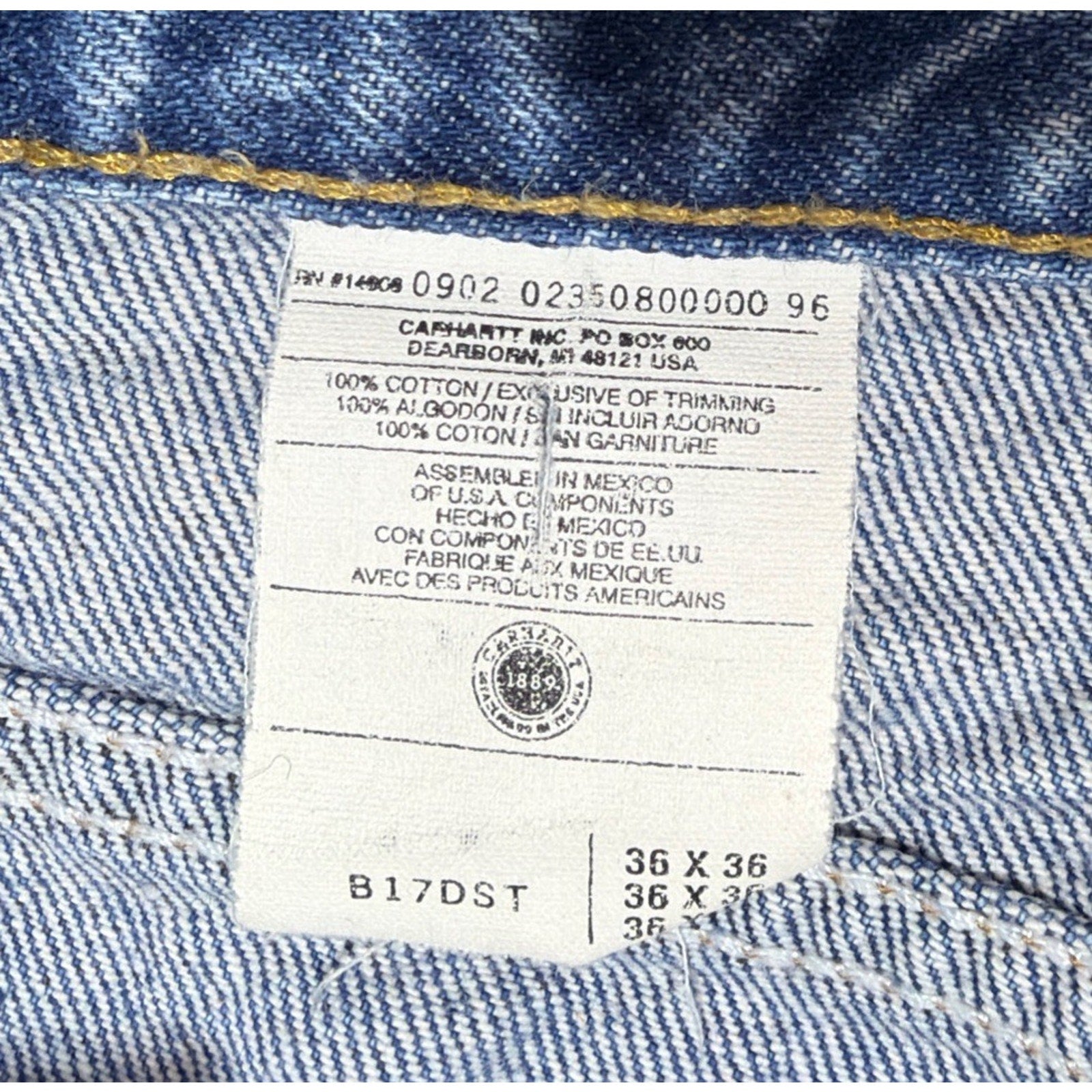 Vintage Carhartt B17-DST Men's Relaxed Fit Jeans Medium Wash 36x36