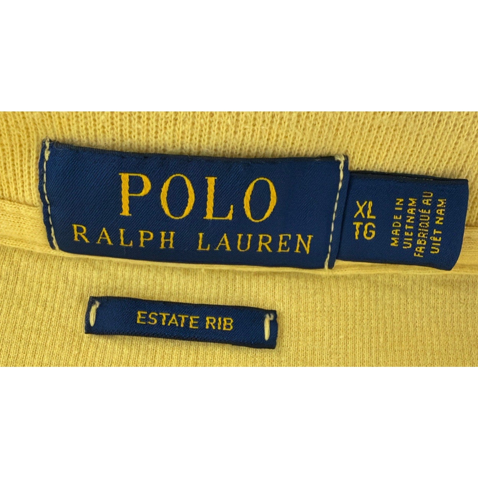 Polo Ralph Lauren Sweater Mens XL Yellow Estate Rib Quarter Zip Pullover/ Spot