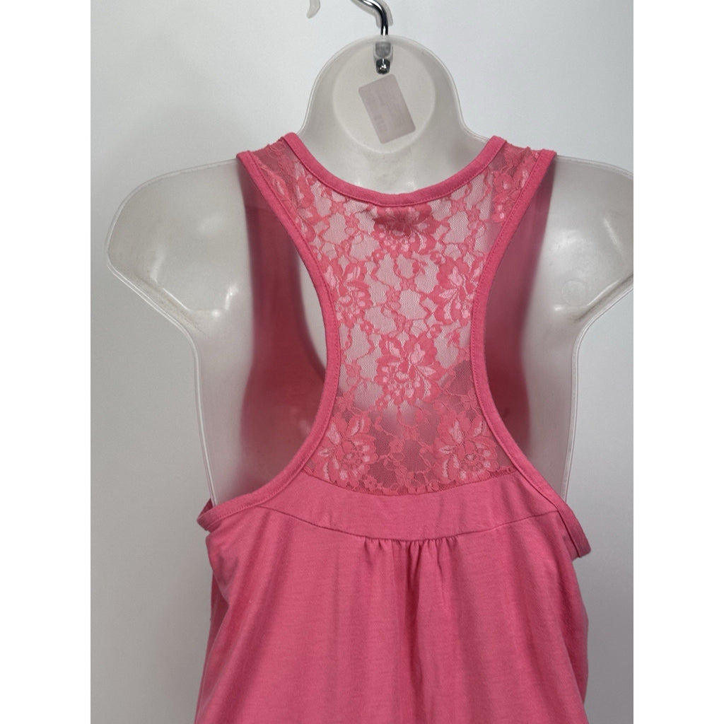 Gap Body Sz M Pink Lace Racerback Womens Tank Top