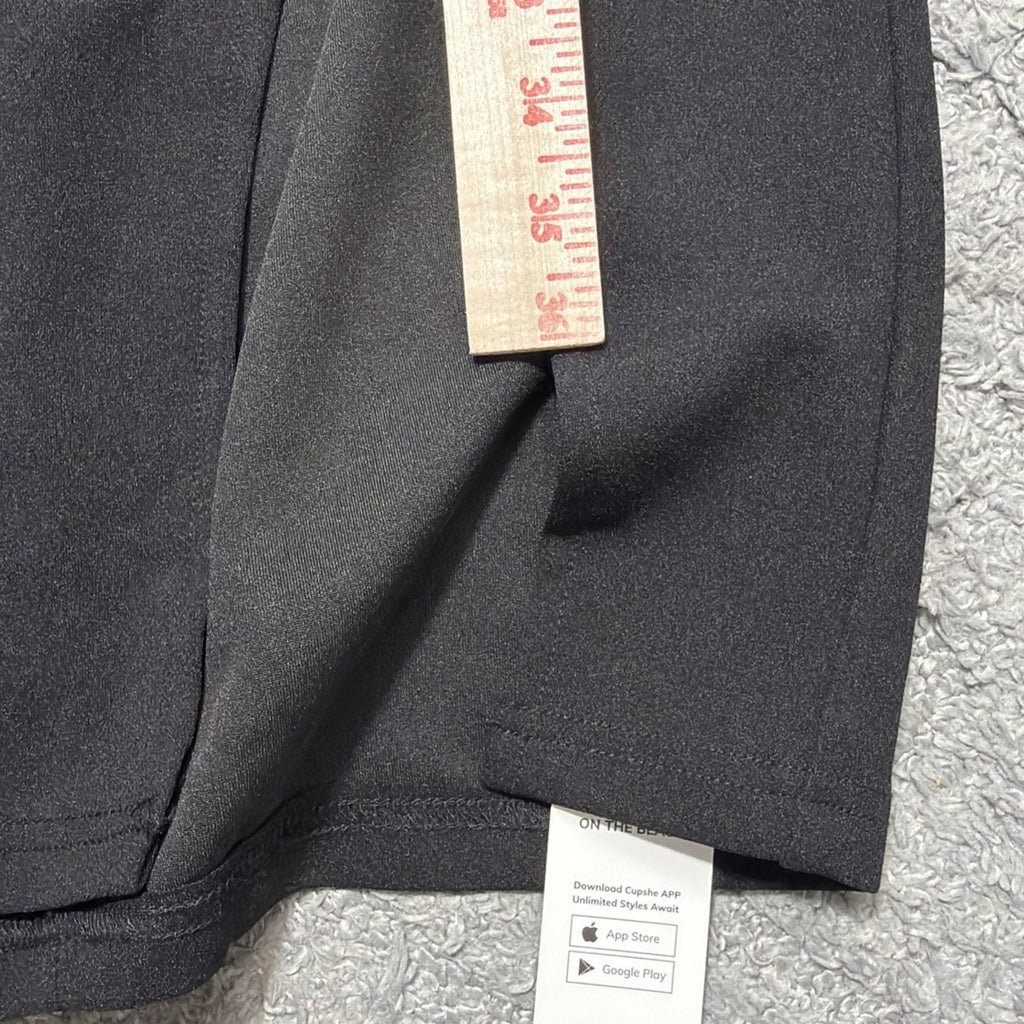 Cupshe Black Puff Shoulder Long Sleeve V Neck Midi Dress Tie Size L NWT