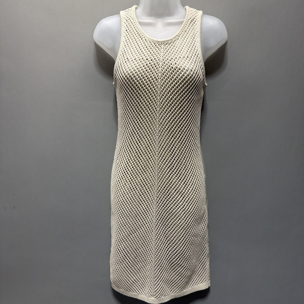 NEW GAP Crochet Mini Dress XS Knit Sleeveless Boho Summer Bedrock Beige Bohemian