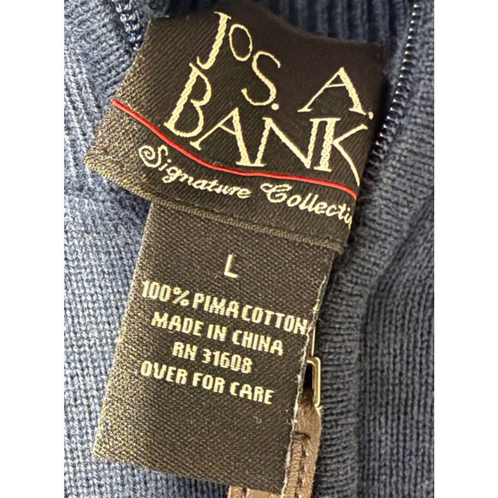 Jos A Bank Signature Collection Sweater Men L blue Pima Cotton 1/4 Zip Pullover