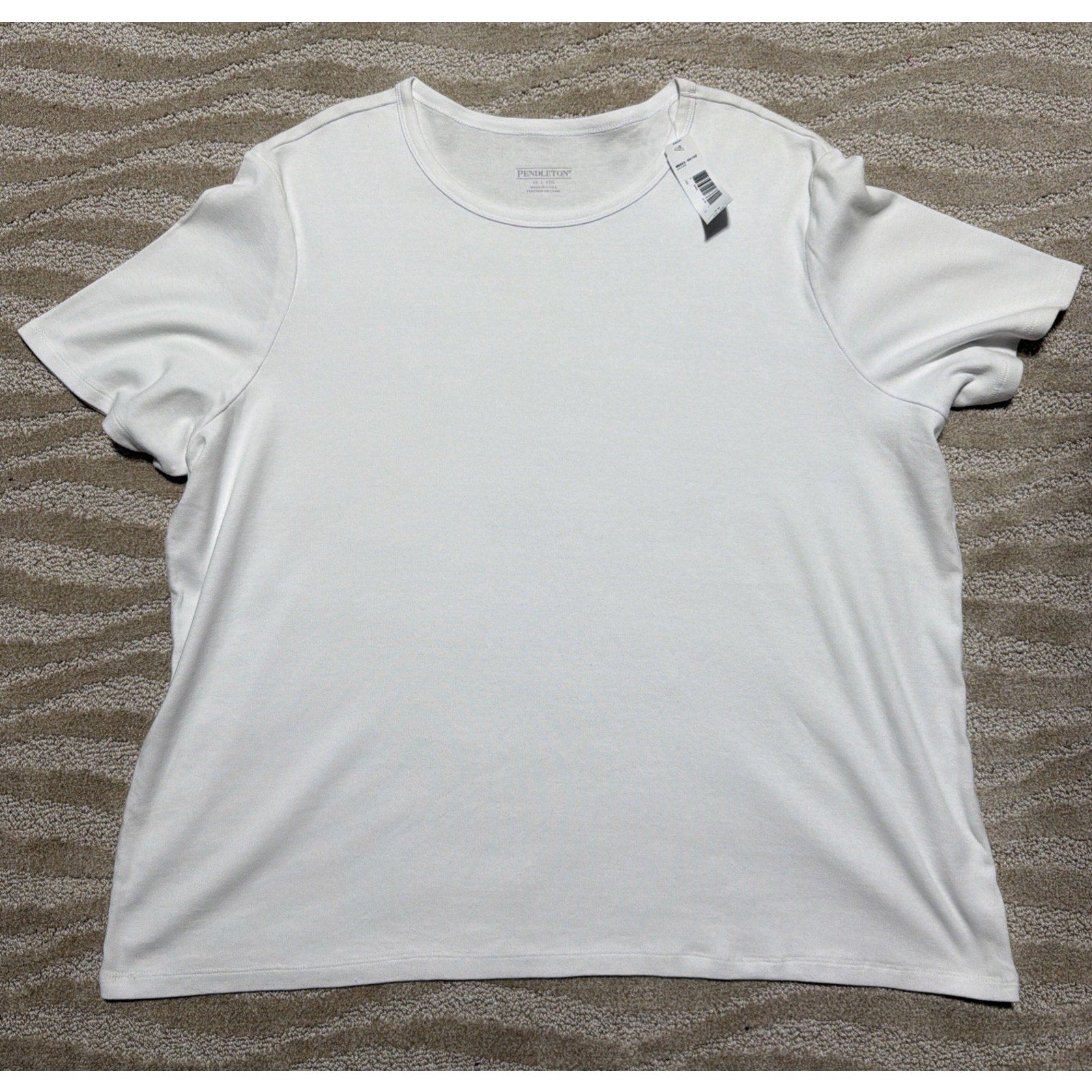 Pendleton Womens White Ribbed Short Sleeve Knit Top WB663-60120 Plus Size 3X NWT