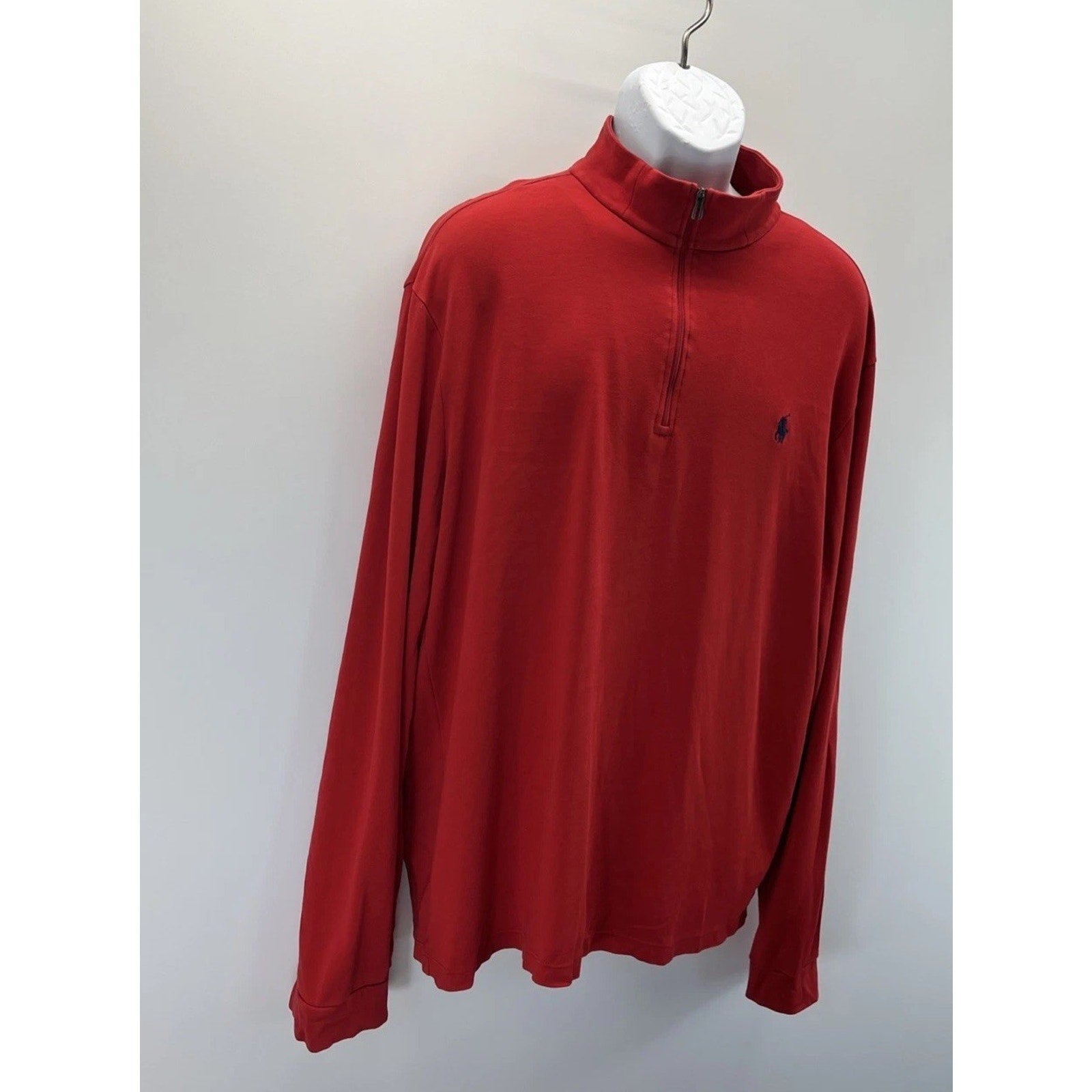 Polo Ralph Lauren Mens XXL Red Pima Cotton 1/4 Zip Pullover Pony Preppy