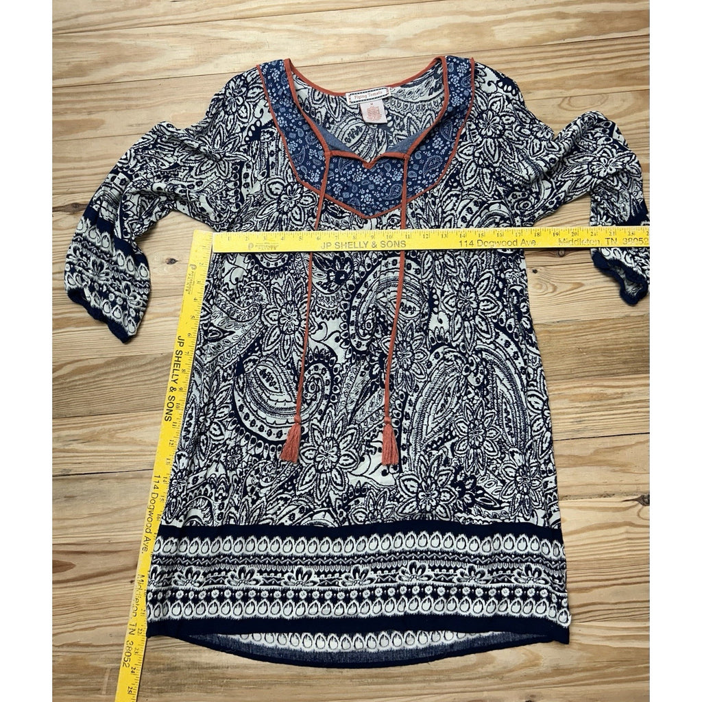 Flying Tomato Boho Dress Womens Medium Colorful Hippie 70s Vibe Mini Bell Sleeve