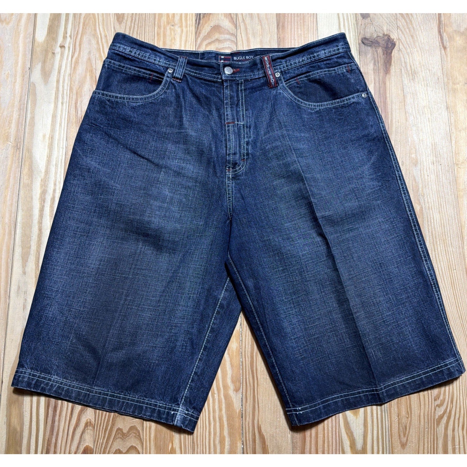 Vintage Bugle Boy Shorts Mens 36 Blue Denim Jorts Baggy Grunge Skater 90s Y2K