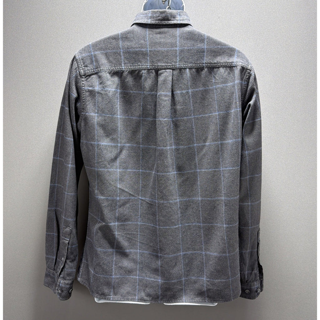 Eddie Bauer Flannel Shirt Mens M Tall Gray Blue Outdoors Favorite Classic Fit