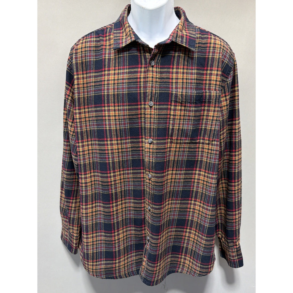 Eddie Bauer Heavyweight Flannel Shirt Men Size XL Plaid Long Sleeve Button